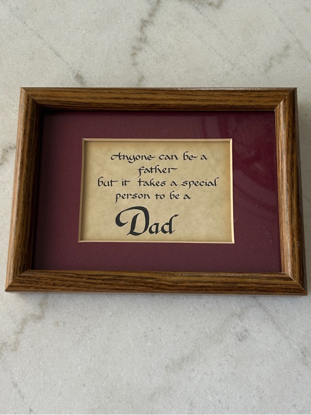 Vintage Wood Frame 'Dad' Sentiment Wall Art in Burgundy and Tan